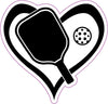 Pickleball Heart Vinyl Decal - Pickle Ball Bumper Sticker