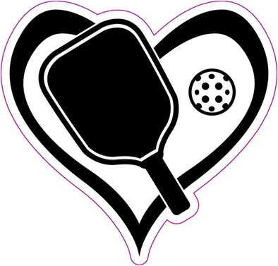 Pickleball Heart Vinyl Decal - Pickle Ball Bumper Sticker