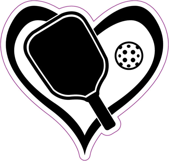 Pickleball Heart Vinyl Decal - Pickle Ball Bumper Sticker
