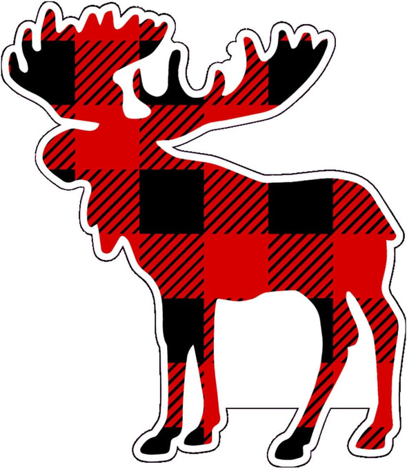 Plaid Moose Vinyl Decal - Mountain Bumper Sticker