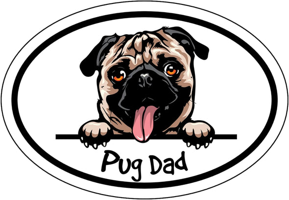 Oval Smiling Pug Dad Magnet - Dog Breed Magnet
