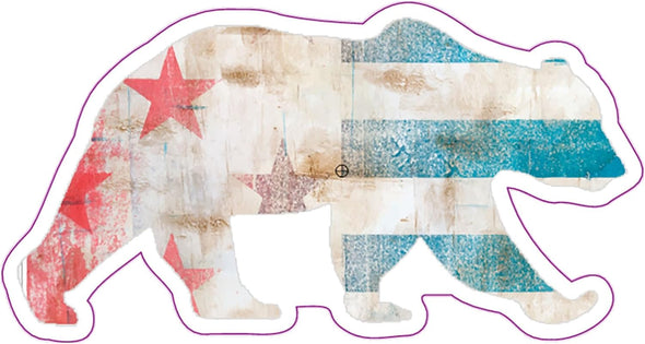 Bear Distressed Flag Vinyl Decal - Wilderness Bumper Sticker
