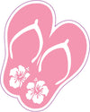 Flip Flop Magnet - Pink Hibiscus Flower Beach Magnetic Car Decal