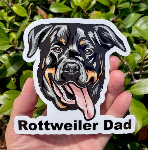 Rottweiler Dad Vinyl Sticker - Dog Breed Decal - Die Cut for Laptops Windows Cars Trucks