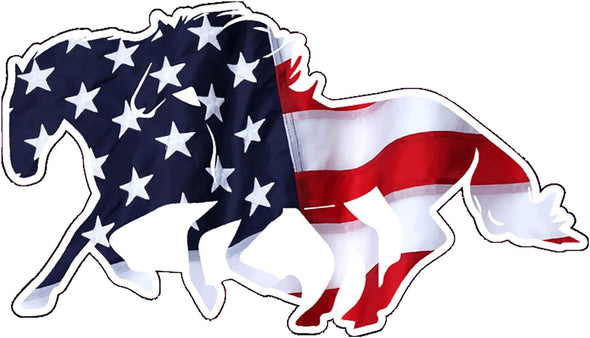 American Flag Horses Vinyl Decal - Western Bumper Sticker