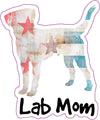 Lab Mom Distressed Flag Vinyl Decal - Labrador Retriever Dog Bumper Sticker