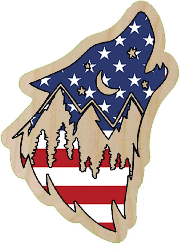 Wolf Wooden Sticker - Wood Wilderness Decal