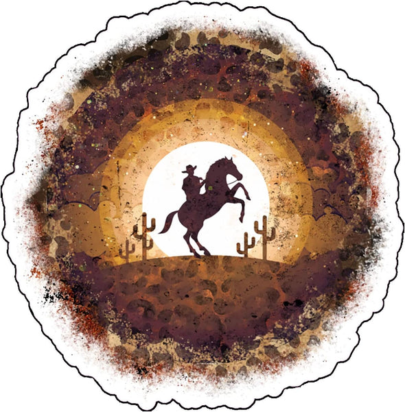 Cowboy Sunset Vinyl Decal - Western Bumper Sticker