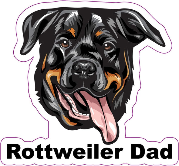 Rottweiler Dad Vinyl Sticker - Dog Breed Decal - Die Cut for Laptops Windows Cars Trucks