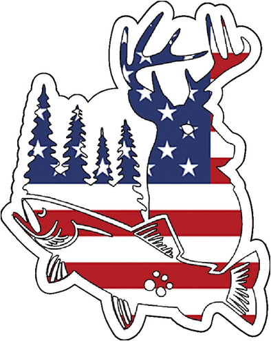 Deer Trout Wilderness Magnet - American Flag Sportsman Magnet