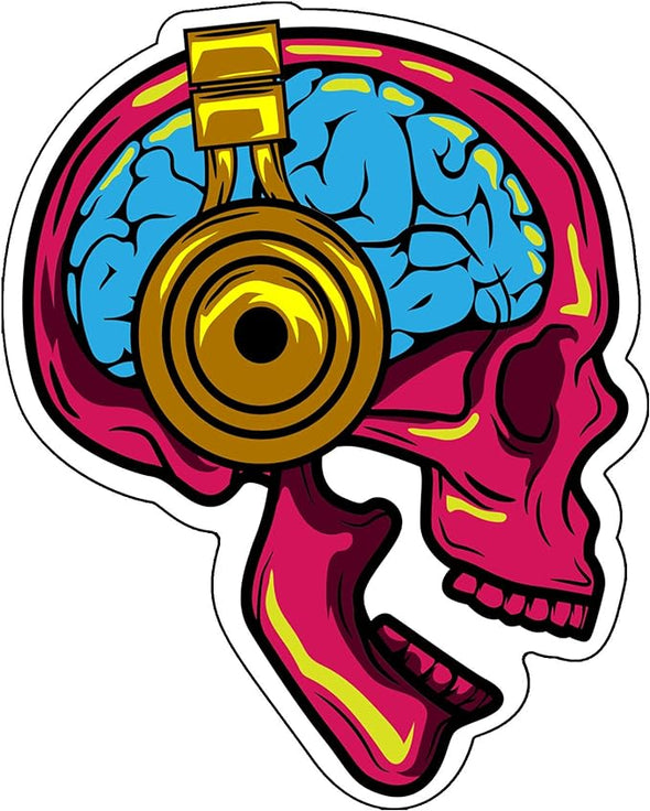 Skull Headphones Vinyl Decal - Music Bumper Sticker