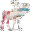 Moose Distressed Flag Vinyl Decal - Mountain Bumper Sticker