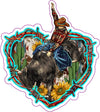 Rodeo Bullfighter Heart Vinyl Decal