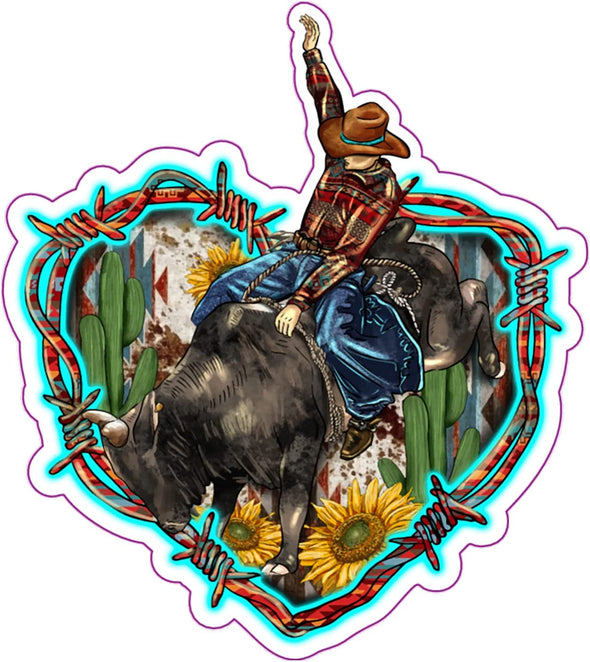 Rodeo Bullfighter Heart Vinyl Decal