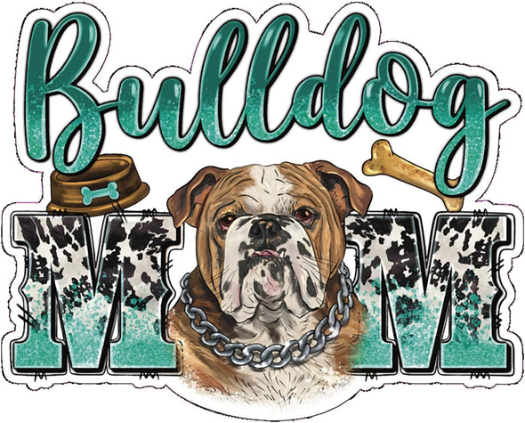 English Bulldog Mom Vinyl Decal - Drawn Dog Breed Bumper Sticker