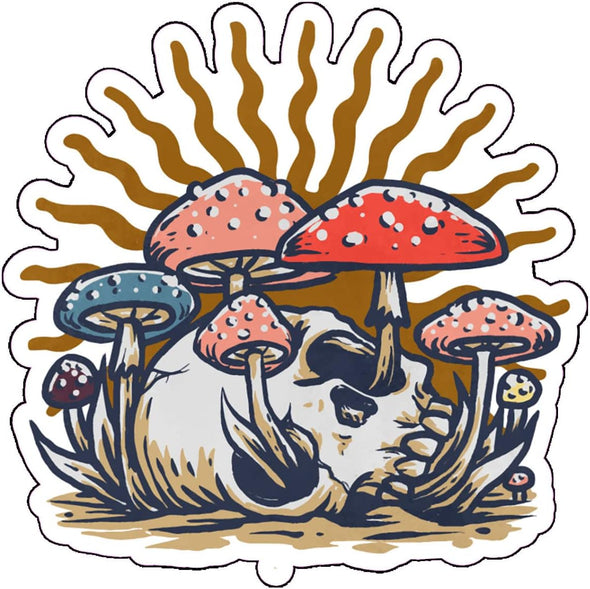 Mushroom Skull Vinyl Decal - Western Bumper Sticker