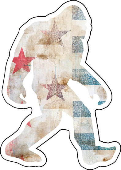 Bigfoot Distressed Flag Vinyl Decal - Sasquatch Bumper Sticker