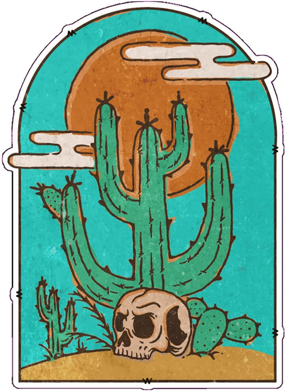 Cactus Skull Desert Vinyl Decal - Western Bumper Sticker