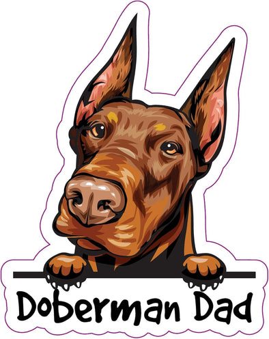 Doberman Dad Vinyl Sticker - Dog Breed Decal - Die Cut for Laptops Windows Cars Trucks