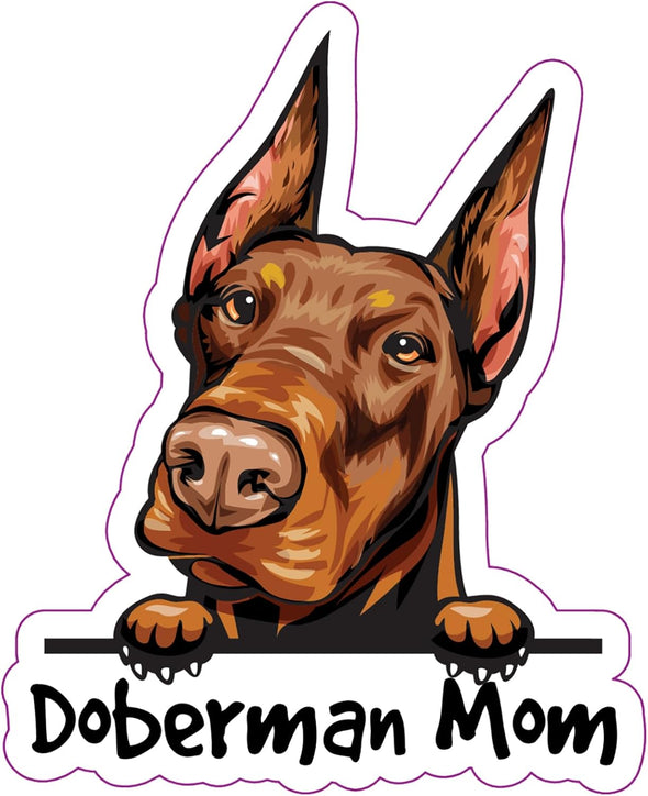 Doberman Mom Vinyl Sticker - Dog Breed Decal - Die Cut for Laptops Windows Cars Trucks