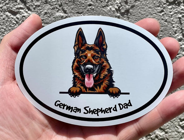 Oval Brown German Shepherd Dad Magnet