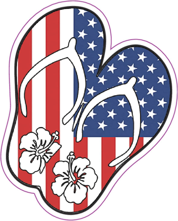 Flip Flop Hibiscus Magnet - American Flag Beach Sandal Magnet