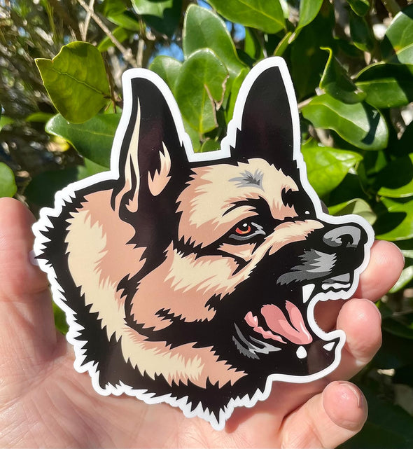 Barking German Shepherd Vinyl Decal - Dog Breed Bumper Sticker