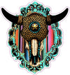 Retro Steer Skull Vinyl Decal - Western Bumper Sticker