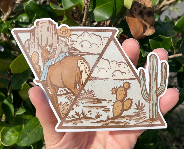 Western Cowgirl Vinyl Decal - Southwestern Bumper Sticker