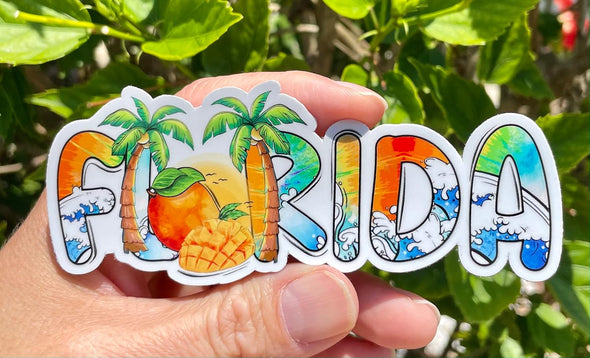 Tropical Florida Vinyl Decal - FLA Bumper Sticker