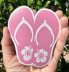 Flip Flop Magnet - Pink Hibiscus Flower Beach Magnetic Car Decal