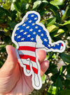 Lacrosse Player Vinyl Decal - Patriotic American Flag LAX Bumper Sticker
