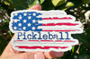 Pickleball American Flag Vinyl Decal - Patriotic Pickleball Bumper Sticker