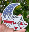 Camping Moon Magnet - American Flag Camper Magnet