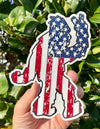 Bigfoot Peace American Flag Vinyl Decal - Patriotic Sasquatch Bumper Sticker