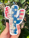 American Flag Cactus Vinyl Decal - Western Bumper Sticker