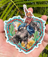 Rodeo Bullfighter Heart Vinyl Decal