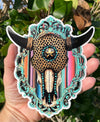Retro Steer Skull Vinyl Decal - Western Bumper Sticker
