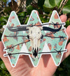 Longhorn Skull Barbwire Vinyl Decal - Western Bumper Sticker