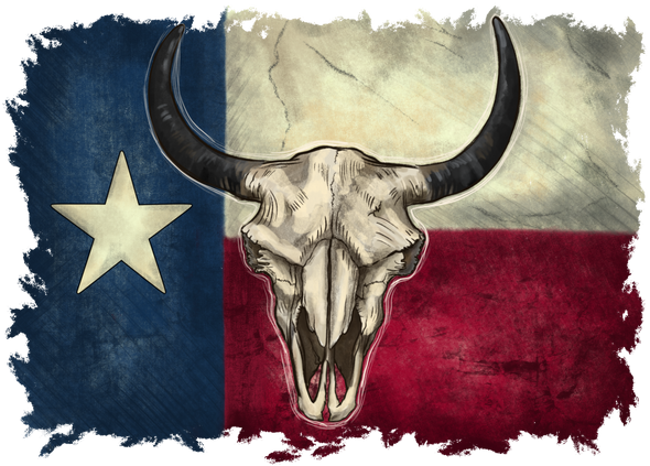 Texas Flag Steer Skull Vinyl Sticker - Texan Bull Decal - Die Cut for Laptops Windows Cars Trucks