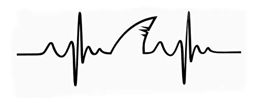 Custom Pulse Shark Vinyl Decal - Heart Beat Ocean Beach Bumper Sticker, for Tumblers, Laptops, Car Windows - Great Tropical Ocean Design-WickedGoodz