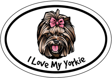 I Love My Yorkie Vinyl Decal - Yorkshire Terrier Dog Breed Bumper Sticker