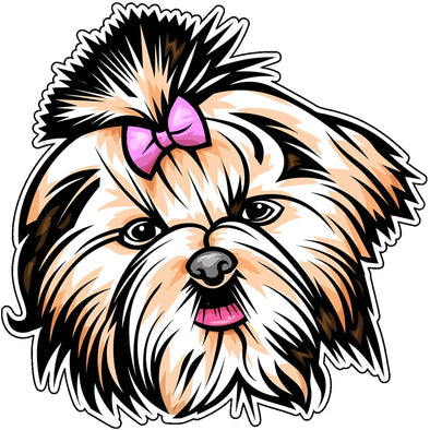 Smiling Shih Tzu Vinyl Decal - Dog Breed Dog Bumper Sticker