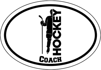 Oval Hockey Coach Decal - Ice Hockey Bumper Sticker