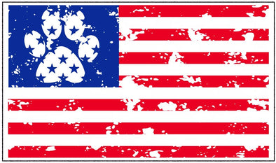Dog Paw American Flag Vinyl Decal
