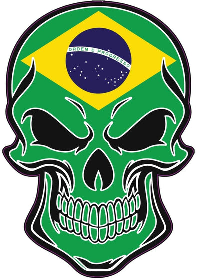 Brazilian Flag Skull Vinyl Decal