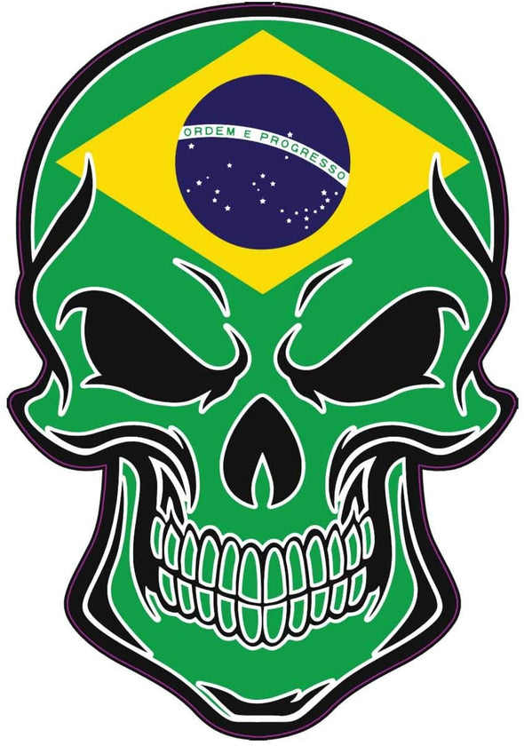 Brazilian Flag Skull Vinyl Decal