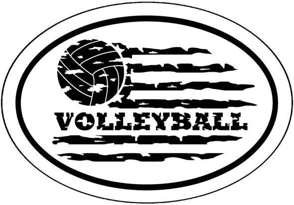 WickedGoodz Oval Distressed American Flag Volleyball Vinyl Decal