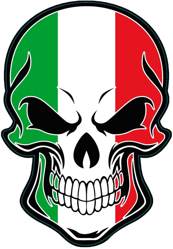 Italian Flag Skull Vinyl Decal - Italy Bumper Sticker