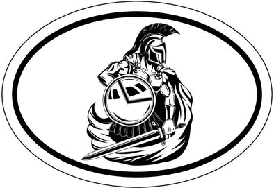 Oval Spartan Warrior Decal - Greek Sparta Bumper Sticker